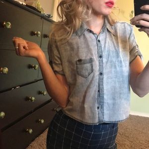 Vans denim wash style button up crop top